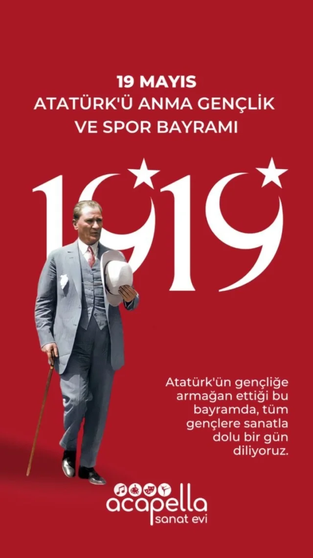 19 Mayıs Atatürk'ü Anma Gençlik ve Spor Bayramı Kutlu Olsun!

#19mayısatatürküanmagençlikvesporbayramı #acapellasanatevi